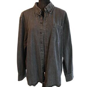Open Trails Long-Sleeved Denim Shirt Faded Black Dark Wash Unisex Size Large